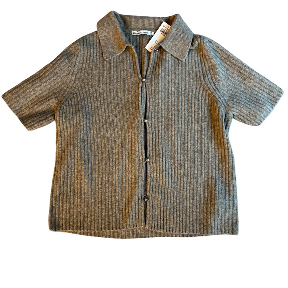 Abercrombie & Fitch Tan Pearl Open Button Down Shirt